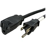 StarTech.com 3 ft Power Extension Cord - NEMA 5-15R to NEMA 5-15P - 16 AWG Power Extension Cable Cord - 125V AC 13A SJT - Black 3ft