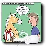 Londons Times Funny Animals Cartoons - Don Not Look a Gift Horse in the Mouth - Mouse Pads
