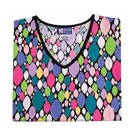 Madison Medical Fanciful Drops (XS-3X) Cotton V-neck Scrub Top