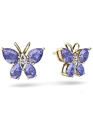 Genuine Tanzanite 14kt Yellow Gold Butterfly Earrings
