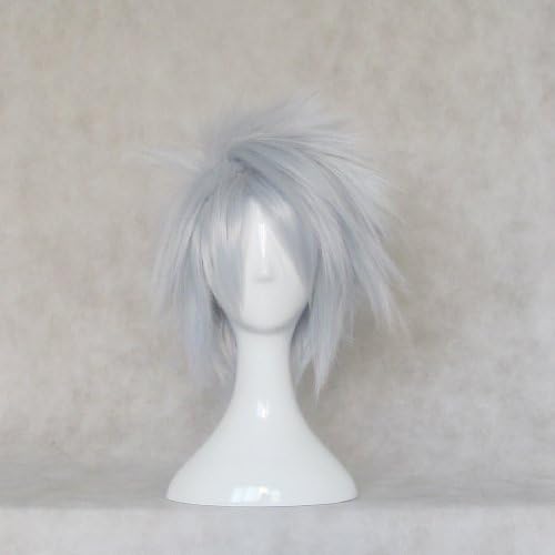 Mordor Naruto Hatake Kakashi Silver White Mix Blue Short Full Cosplay Wig Costume Party Coser Hair MJ