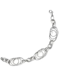 14k White gold Leslies Polished & Textured Fancy Link Bracelet