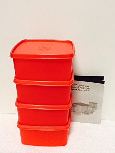 Tupperware Freeze-it Set of 4 Small Deep Freezer Squares in Raspberry Red