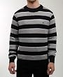 Atticus Clothing Mens ASTORIA Black and Grey Striped Crew Neck Sweater S