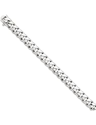 14k White Gold 8in 9.0mm Curb Link Chain Bracelet. Metal Wt- 50.4g