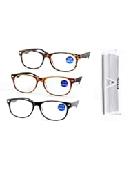 Health and Beauty: Never let you down! Viscare? 3 Pack Men Women Unisex Wayfarer Designer Reading Glasses Readers w Spring Hinges free Hard Case N Cloth +1.50 +150 - WINHOPE