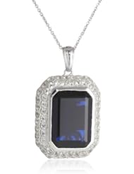 Sterling Silver Created Gemstone and Created White Sapphire Birthstone Pendant Necklace, 18"