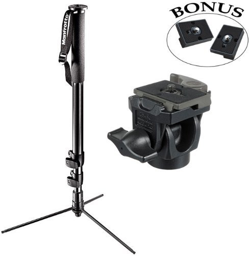 Manfrotto 682B Self-Standing Pro Monopod, Black Anodized with with 234 Quick Release Swivel Tilt Head.