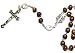 Holy Land Necklace Olive Wood Beads Rosary , Pewter Jerusalem Cross & Crucifix with Jesus