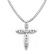 18k White Gold Diamond Cross Pendant with Chain (0.20 cttw, H, SI)