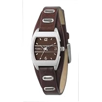 Fossil JR9467 Stainless Steel Ladies Rivet Brown Leather Strap Watch