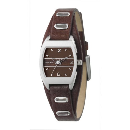 Fossil JR9467 Stainless Steel Ladies Rivet Brown Leather Strap Watch