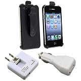 Apple® iPhone® accessories kits Swivel Holster, Foldable USB Travel Charger Adapter White, USB Car Charger Adapter White Compatible With Apple® iPhone® 4