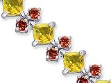 Distinctive Design 13.00 carats total weight Princess & Round Cut Citrine Garnet Gemstone Bracelet in Sterling Silver
