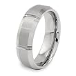 Brushed and Polished Grooved Tungsten Carbide Ring with Beveled Edge (7.0mm) - Sizes 7 - 13