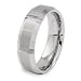 Brushed and Polished Grooved Tungsten Carbide Ring with Beveled Edge (7.0mm) - Sizes 8-13