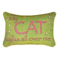 Manual Woodworkers & Weavers My Cat Walks All Over Me Pillow with Corded Edges, 12-1/2 by 8-1/2-Inch