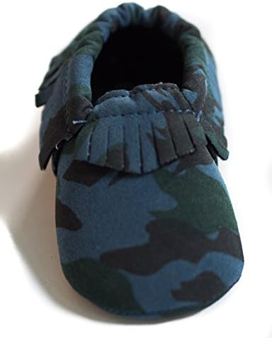 Baby Moccasins by One Loved Babe (12-18 Months, Army Blue)