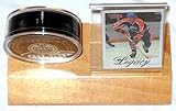 Edmonton Oilers Puck & Wayne Gretzky Card in Wood Base Holder