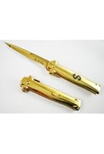 9" ALL GOLD Dollar Sign Handle Michael Corleone Milano Godfather Style Pocket Knife CASH MONEY!