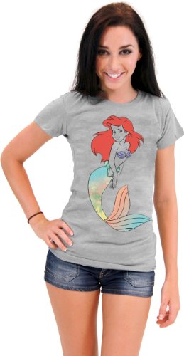 Disney The Little Mermaid Ariel Rainbow Tail Juniors Heather Gray T-shirt