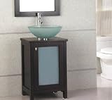19 Logic Glass Vessel Sink Vanity Cabinet with Black Granite Countertop