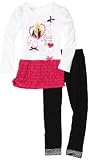 Children's Apparel Network Girls 4-6x Tunic With Mini Ruffle Skirt and Pant Set