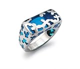 Stainless Steel Women's Ring w Blue Resin Inlay - Available Size: 5 - 5.5 - 6 - 7 - 8 - 9 - 10