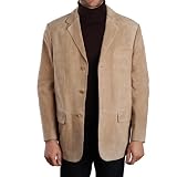 Mens Three-Button Suede Leather Blazer in Brandy, Dark Brown or Tobacco - Regular & Tall