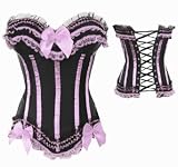 Beautiful Burlesque moulin rouge corset size 6,8,10,12,14,16,18,20,22, color Pink, Red, White, Black,Purple lace with black basques