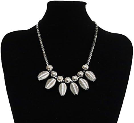 Kai White Orchid's Fashion Necklace Statement Bib Retro Boho Style (Silver Pearl 4)