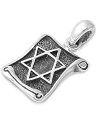 Sterling Silver Star Shield of Magen David Pendant Gift Charm Pure 925 New 19mm with 0.8mm Snake Chain
