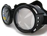 Large Round Lens Moto Goggles Motorcycle MX Vespa Jeep Motorbike Scooter Punk Harley Iron Cross (Clear  Cross Mirror Lenses)