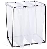 The Bag Stand 2810 BROMesh Steel-Framed Bronze Hamper with Removable Mesh Laundry Bags, Triple