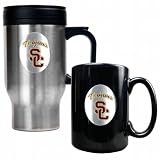 NCAA USC Trojans Stainless Steel Travel Mug & Ceramic Mug Set