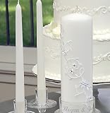 White Sparkling Entwined Unity Candle and Taper Set