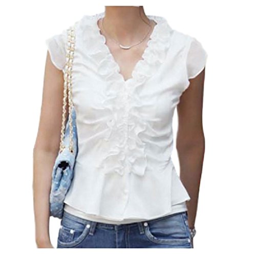 ナナコレクション Nana_Collection 夏 シフォン パイレーツ フリル ブラウス キャップスリーブ クールビズ