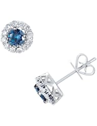 1 CTW Blue & White Diamond Earings