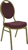 Burgundy Patterned Tear Drop Style Stacking Banquet Chair - Gold Frame [RT-C04-ALLGOLD-SF14-GG]