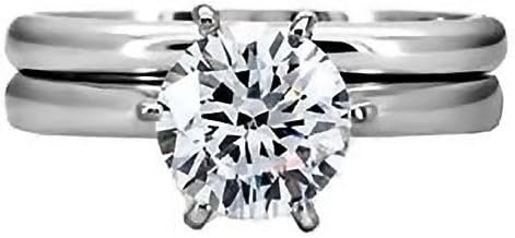 Bella: Elegant 1.25ct Brilliant Cut Russian IOF CZ 2 pc Bridal Wedding Ring Set, 3144 sz 9.5, 316 Steel