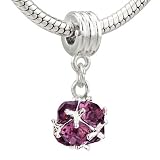 Classic February Purple Art Ball Dangle Bead - Pandora Charm & Bracelet Compatible