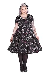 Plus Size Knee Length Cotton/Elastane Short Sleeves Full-Skirt Party Dress 