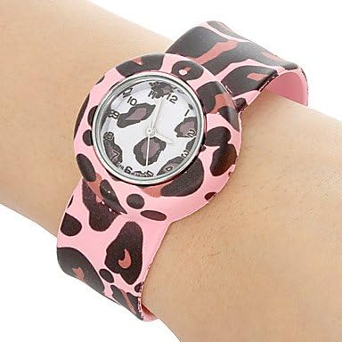 RayShop - Children's Leopard Print Pattern Bendable Plastic Band Slap Watch