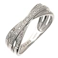 9ct White Gold 10Pt Diamonds Crossover Ring