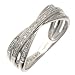 9ct White Gold 10Pt Diamonds Crossover Ring