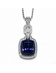 18K White Gold Tanzanite and Diamond Pendant -- LIFETIME WARRANTY