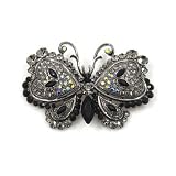 Swarovski Crystal Black Diamond and Jet Butterfly Brooch/Pendant