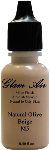 Glam Air Airbrush M5 Natural Olive Beige Matte Foundation Water-based Makeup (Ideal for Normal to Oily Skin) (0.50 oz)