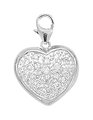 14K White Gold Diamond Heart Charm