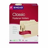 Smead Fastener File Folders, Letter Size, 1/3 Cut Reinforced Tab, Two Fasteners in Positions #1 and #3, Manila, 50 Per Box (14537)